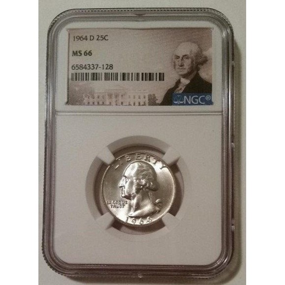 1964 D Washington Quarter MS66 NGC Portrait Label - Picture 1 of 2